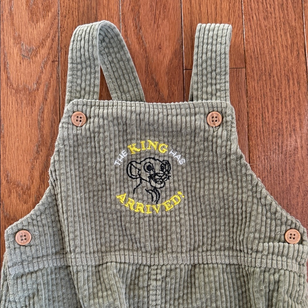 Disney “Lion King” Olive Green Corduroy Overalls, 6-9month, Unisex